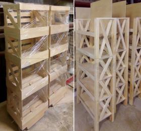 Стеллажи из дерева, модульная система деревянных стеллажей.